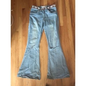 Free People ripped knee flare jeans